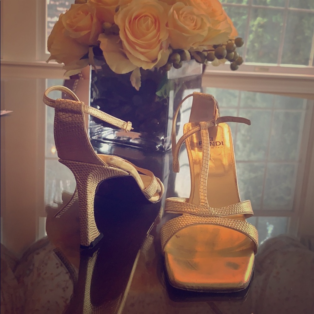 Fendi gold heels